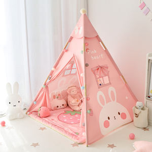 Tente <span class=keywords><strong>tipi</strong></span> pour enfants en toile de coton respectueuse de l'environnement avec étoiles lumineuses monocouche quatre saisons étui de transport - Product Image 1