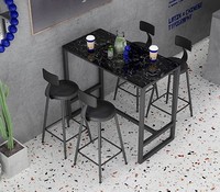 Ensemble de table haute et de chaises de bar modernes multicolores en option pour la restauration, les cafés, utilisation en salle à manger, construction en métal