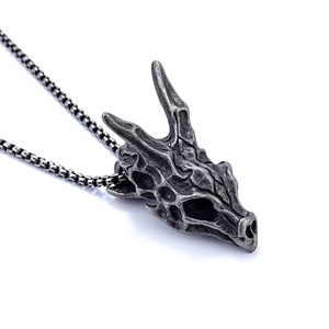 Collier unisexe en acier inoxydable avec pendentif tête de dragon vintage plaqué or 18 carats, vente en gros - Product Image 1
