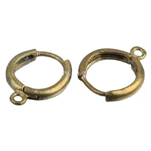 China direct jewelry findings suppliers rhodium plating metal brass circle earring connector wires hooks for daily wear