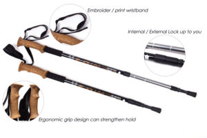 야외 캠핑 및 등산을위한 직선 손잡이와 알루미늄 6061 3 섹션 플릭 잠금 개폐식 워킹 스틱 - Product Image 4