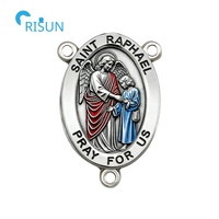 Collier médaille religieuse Notre-Dame Miraculeuse avec centre de chapelet floral, médailles personnalisées pour centre de chapelet