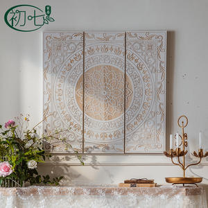 Moroccan Solid Wood Carved Wall Hanging Rectangle Engraved <b>Frame</b> Living Room Decor - Product Image 3