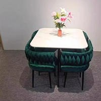 Table de réunion 80/90 cm, table à manger ronde ou carrée aspect marbre, ensemble de table à manger pour les petites maisons, table de négociation