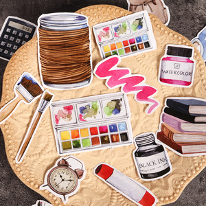 Custom Die Cut 168pieces Watercolor Self-adhesive <strong>Preppy</strong> Aesthetic Stationery <strong>Stickers</strong> for Scrapbook Decoration - Product Image 3