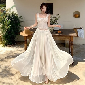 Wholesale Beach Wear White Lace Dress Sleeveless & Removable Trailing Lace  | Alibaba.com