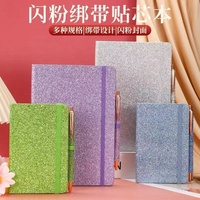 Carnet de notes créatif avec sangle scintillante, carnet de notes exquis pour étudiants A5 A6 avec paillettes de diamant et stylos scintillants