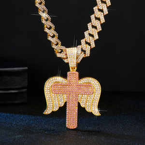 Collier Ailes d'Ange Pendentif <span class=keywords><strong>Croix</strong></span>/Épée <span class=keywords><strong>Rose</strong></span> Collier Ailes d'Ange Gardien Bijoux pour Hommes Femmes - Product Image 3