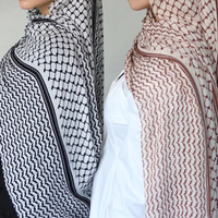2024 Oem nouveauté Chador Keffiyeh Hijab en mousseline de soie imprimé femmes musulmanes écharpe Palestine Eid Ramadan foulard