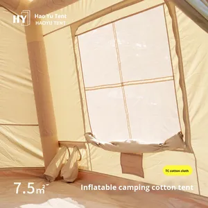 Opblaasbare tent <span class=keywords><strong>7</strong></span> ㎡   Luxe TC katoenen draagbare vierseizoenen dakkoffer met dubbele laag, regenbestendig en zonwerend voor kamperen - Product Image 2