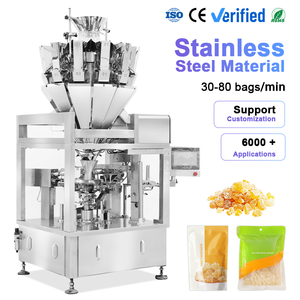 Máquina Automática de Llenado, Sellado y Empaquetado Rotativa para Bolsas Doypack Preformadas, Máquina de Empaquetado de Alimentos y Azúcar Cristal - Product Image 1