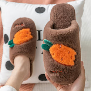 Chaussons en forme de carotte pour femmes, chaussures d'intérieur mignonnes, en peluche, dessin animé, hiver, maison, femme, confortables - Product Image 2
