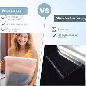 Ganze haltbare <span class=keywords><strong>Zip</strong></span>-Lock-Taschen Benutzer definiertes Logo PE Frosted Clear Plastic Selbst dichtende Beutel Wieder verwendbares Loch Nachfüllbar zur Aufbewahrung - Product Image 4