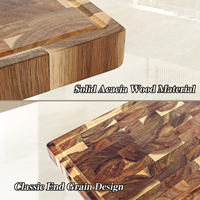 Planches à découper en bois, grande planche à découper en bois d'acacia à grain traversant, planche de boucher robuste avec rainure pour les jus