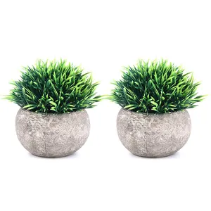 Fausses plantes artificielles OEM/ODM, 2 pièces, pour décoration salle de bain/bureau à domicile, vert pour déco de maison