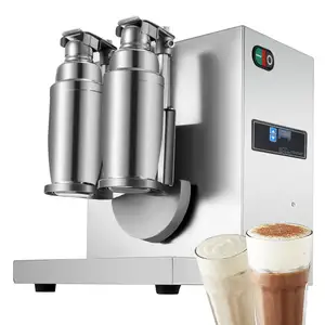 Máquina agitadora eléctrica de té y leche, 120W, 400r/min, de acero inoxidable, doble taza, automática, para restaurante, cafetería, tienda, comida