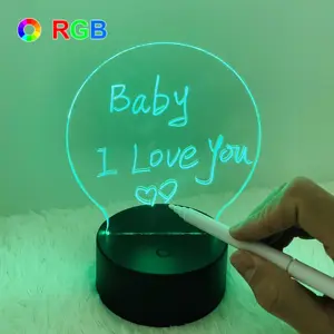 2024 nuovo prodotto di vendita caldo cancellabile scrivania creativo DIY RGB LED luce luminosa lavagna in acrilico per bambini