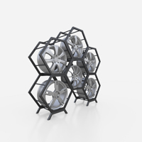 Yiree vente en gros 4s marque magasin métal hexagone design sol noir supports en acier inoxydable affichage de voiture pour magasin de pneus de camion