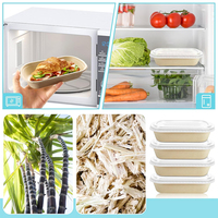 Sélection à chaud mondiale Boîte à lunch européenne personnalisée pour poitrine de poulet et salade Boîte à bagasse de canne à sucre jetable multi-taille