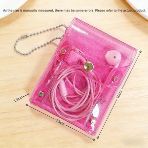 PVC EVA 미니 핑크 투명 키 립스틱 반지 가방 글리터 카드 파우치 체인 포함 - Product Image 2