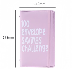 Carpeta de Cuero PU Tamaño A6, Desafío de Ahorro de Dinero de 100 Días con <span class=keywords><strong>la</strong></span> Familia y los Amigos, <span class=keywords><strong>Libro</strong></span> de Almacenamiento de Presupuesto con Sobres para Monedas - Product Image 2