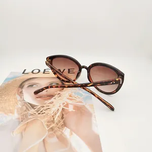 Çin yeni moda özel tasarımcı kadınlar 2024 lüks marka özel logolu güneş gözlükleri küçük çerçeve toptan