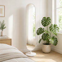 Miroir de dressing multifonctionnel rotatif moderne en métal pour chambre à coucher Miroir sur pied avec porte-manteau et porte-chapeau Miroir décoratif