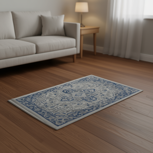 Tappeto Orientale Collezione Marfi 2x3 Blu Grigio Rettangolare, Non Perde Pelo, Realizzato a Macchina in Poliestere per Casa, Ufficio, Camera da Letto, Soggiorno - Product Image 2