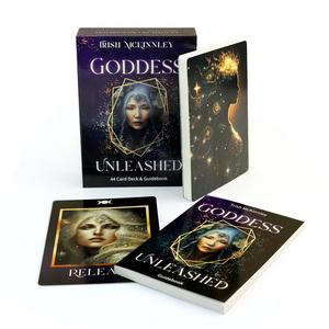 Boîte en gros avec couvercle et base, support en bois, impression personnalisée pour jeu de cartes de tarot, cartes de tarot personnalisées Déesse avec guide - Product Image 5
