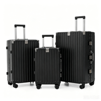 Ensemble de bagages tendance vert menthe en aluminium à 4 roues, 3 pièces avec crochet, valises rigides, sacs de voyage à roulettes, vente en gros, légers
