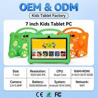 Tablet Infantil Verde de 7 Pulgadas, Android, WiFi, GMS, Certificado por Google, Funda Resistente a Golpes, Control Parental, Aprendizaje en Casa, Compra al por Mayor