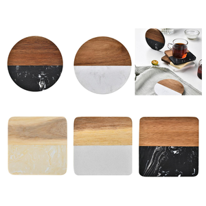 Almacén de EE. UU. Venta caliente SKYJOY Regalos DE BODA personalizados Mármol Acacia Posavasos de madera Negro/Blanco 10x10cm Bebidas ecológicas de lujo - Product Image 1