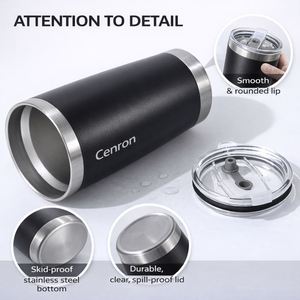 20oz Stainless Steel Tumbler Double Wall Vacuum Insulated Eco-friendly Durable Powder Coated Lid Classic <b>Hot</b>/Cold <b>Drinks</b> Boiling - Product Image 5