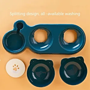 3 in 1 <b>Automatic</b> Cat Feeder & <b>Water</b> <b>Dispenser</b> Double Bowl Plastic Pet Food Container for Small Dogs & Cats - Product Image 6