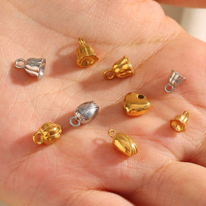 Dreamidea bunga lonceng emas & Perak & Set pesona hati desain metalik minimalis untuk perhiasan halus & Hadiah - Product Image 4