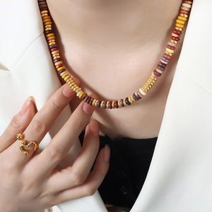 Conjunto de collar y pulsera de joyerí<span class=keywords><strong>a</strong></span> clásica de moda, cadena de piedra Natural de acero inoxidable de titanio para mujer, niñ<span class=keywords><strong>a</strong></span>, novia, P1461-E426 - Product Image 2