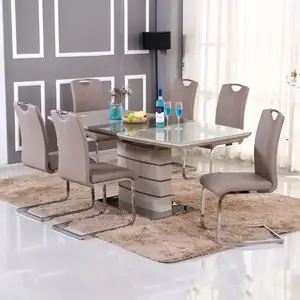 Modern Luxury Dining Tables Set Glass Dining Room Furniture Kitchen Restaurant Extendable Dining Tables