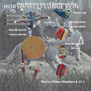 Longe d'entraînement pour chevaux personnalisée, rembourrée en maille souple, avec anneau pivotant et sangle coussinée, 8M - Product Image 2