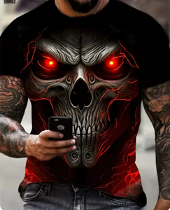 Horror Skull <strong>t</strong> <strong>Shirt</strong> <strong>3D</strong> Print Vintage O-Neck Short Sleeve Fashion <strong>Designer</strong> Clothes Men's Summer Street Clothing <strong>t</strong> <strong>Shirt</strong> for Men - Product Image 1