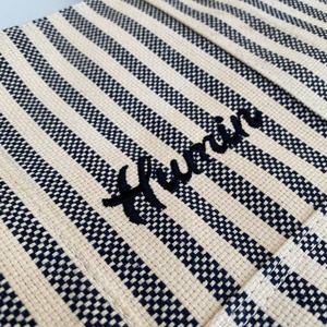 Surdimensionné 18 pouces Étiquettes de broderie Bicolor Stripe Summer Beach Tote Canvas Sacs Promotionnel Shopping Épicerie Coton Sac - Product Image 5