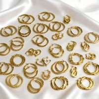 Boucles d'oreilles géométriques plaquées or 18 carats en acier inoxydable texturé, bijoux de mode pour femmes, ne ternissent pas, vente en gros, best-seller
