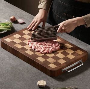 Tabla de cortar de bambú para el hogar, tabla de cortar de nogal negro, patrón de tablero de ajedrez antibacteriano de lujo ligero - Product Image 4