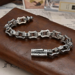 2023 el nuevo 925 Plata masculina gruesa domenical simple europeo y americano hip hop decorado a mano agua ondulación irregular Sterlin - Product Image 4
