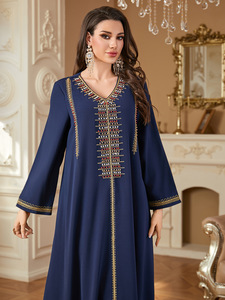 Vestido de murciélago Abaya con diamantes para mujer, ropa islámica turca, tela de gasa, Vintage, Año Nuevo, 2024, para Oriente Medio, - Product Image 6