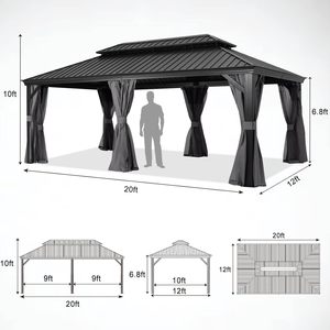 Gazebo à toit rigide 12x20 - Gazebo extérieur en métal à toit rigide, pavillon <span class=keywords><strong>permanent</strong></span> en acier galvanisé avec structure en aluminium - Product Image 3