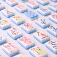 Exclusivo Juego de Fichas de Mahjong de Lujo con Rayas Azules Personalizadas, 160 Piezas, Acrílico Pulido a Mano de 3 Capas, Entretenimiento Americano, Póker
