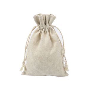 Petit sac en coton et lin avec cordon de serrage pour le stockage des grains de riz ou l'utilisation comme porte-monnaie, accessoire cadeau - Product Image 2