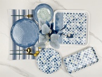 Ensemble de vaisselle nordique assiettes milamine dîner en mélamine vaisselle bleu marine en mélamine de luxe de qualité supérieure