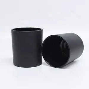批发定制徽标10盎司哑光黑色玻璃蜡烛罐散装用于蜡烛制作