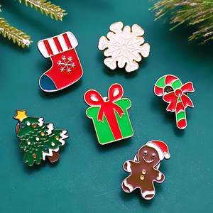 Broches de Navidad de aleación plateada con diseños de muñeco de nieve, árbol, copo de nieve y campana, de dibujos animados, bonitos, modernos y con personalidad, para fiestas infantiles - Product Image 2